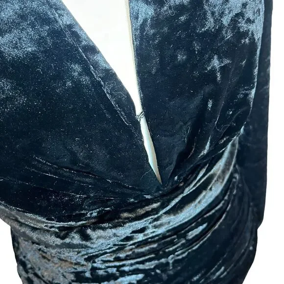 ZARA Velvet Ruched Mini Dress Women’s XS Black V Neck Cocktail Party Night Chic - Picture 9 of 13